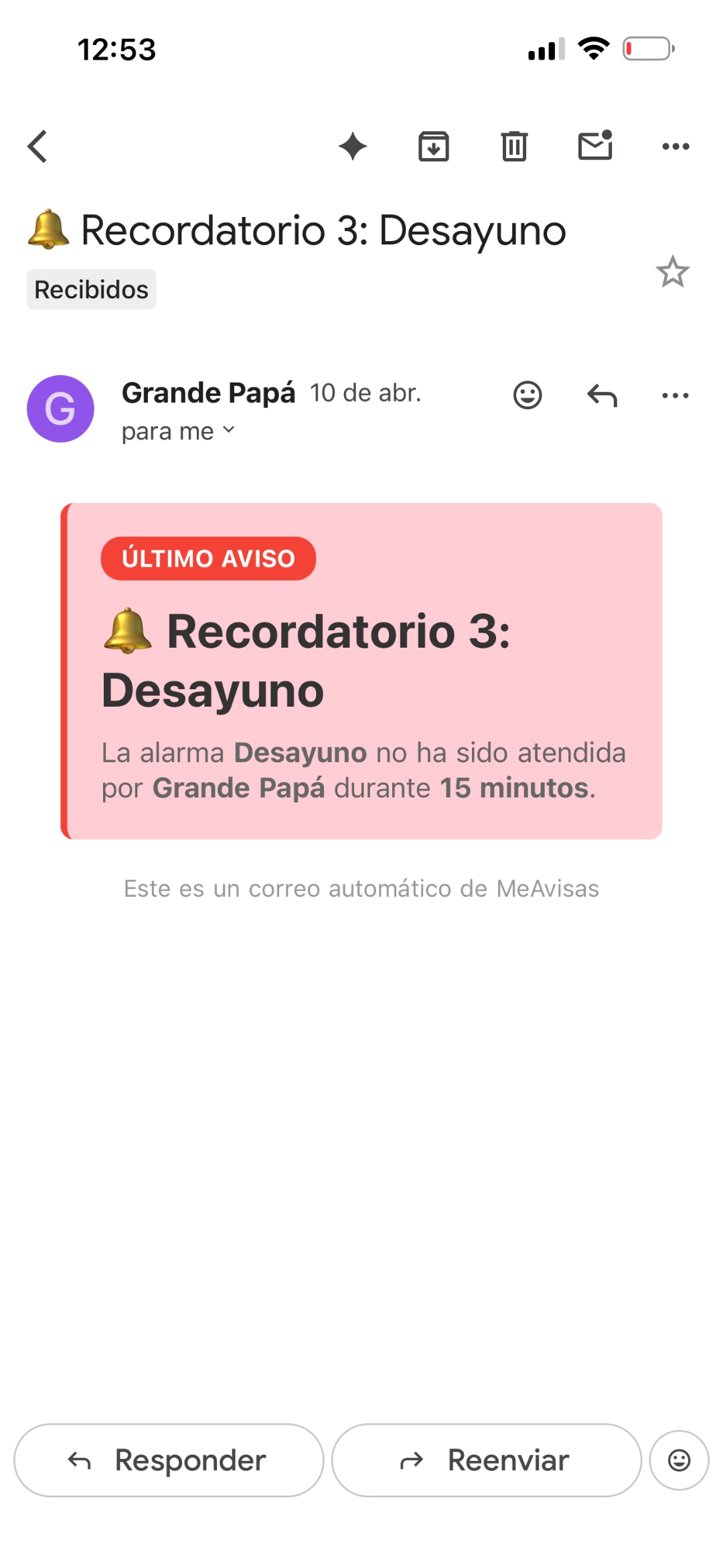 Recordatorio 3: Último aviso