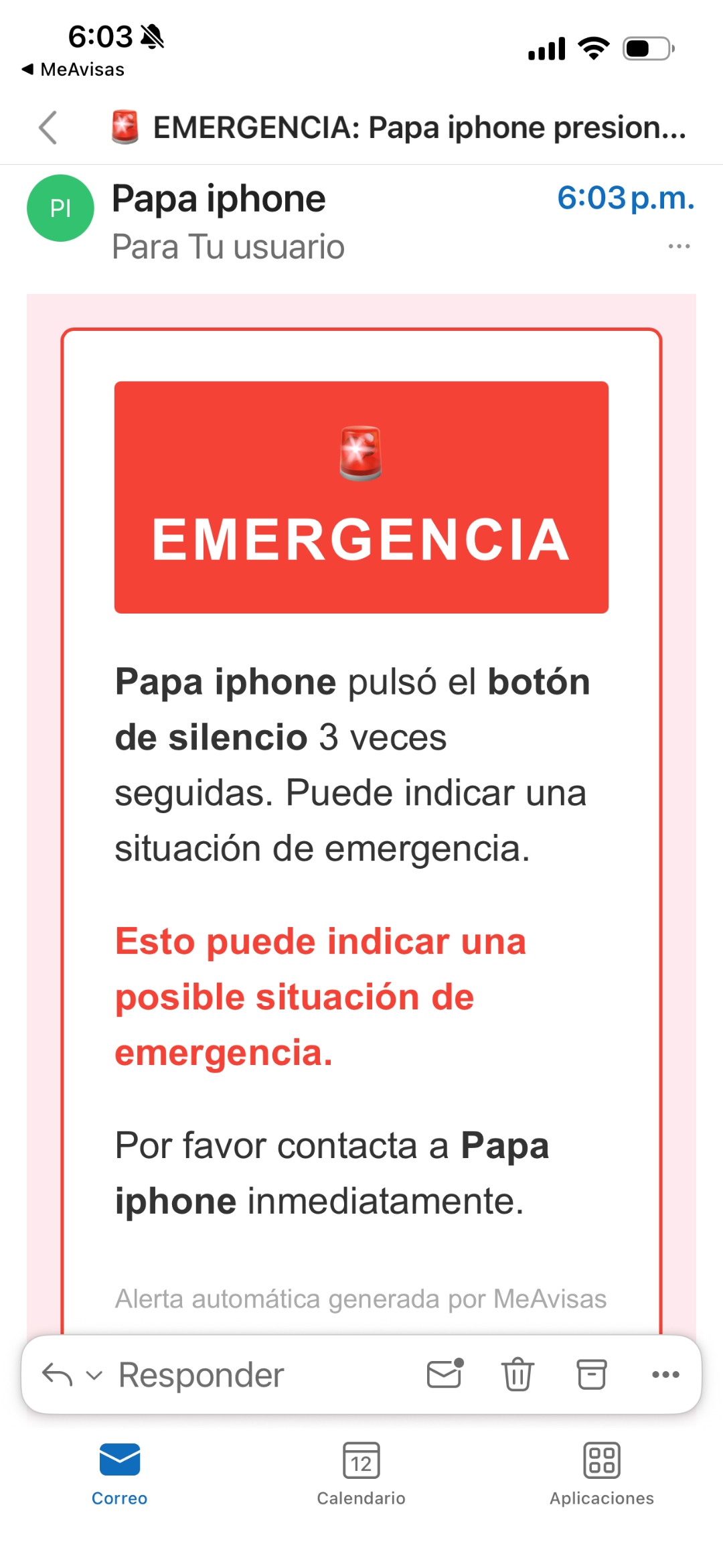 Correo SOS por botón silencio